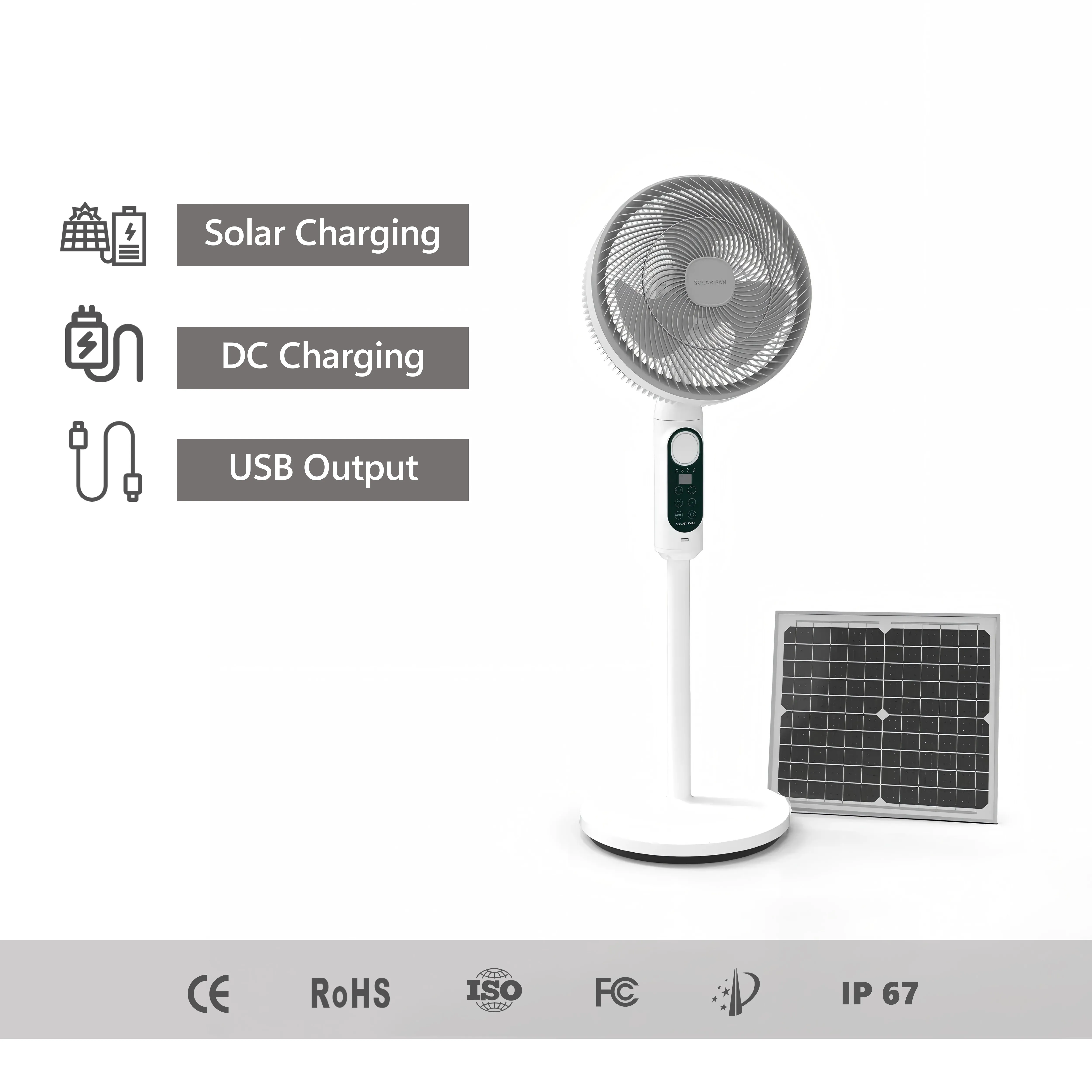 Solar Fan With Panel And Battery For Home